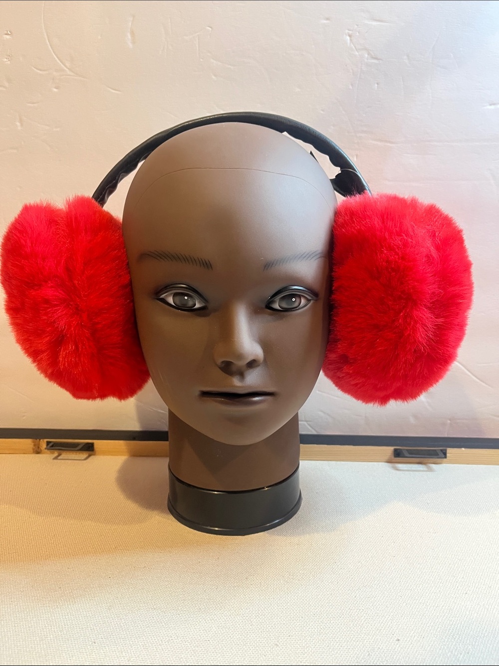 Red  Or Beige Faux Fur Earmuffs Pick One